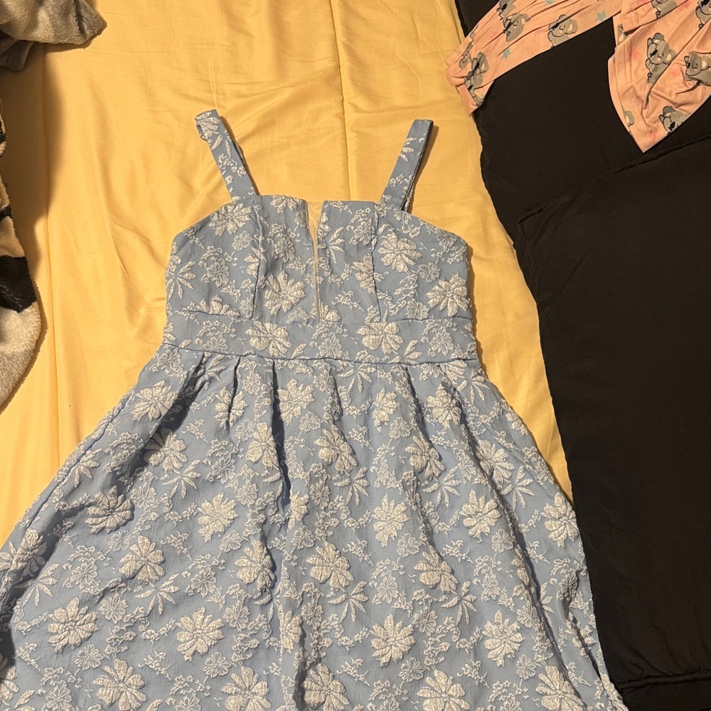 SHEIN Blue Floral Midi Dress